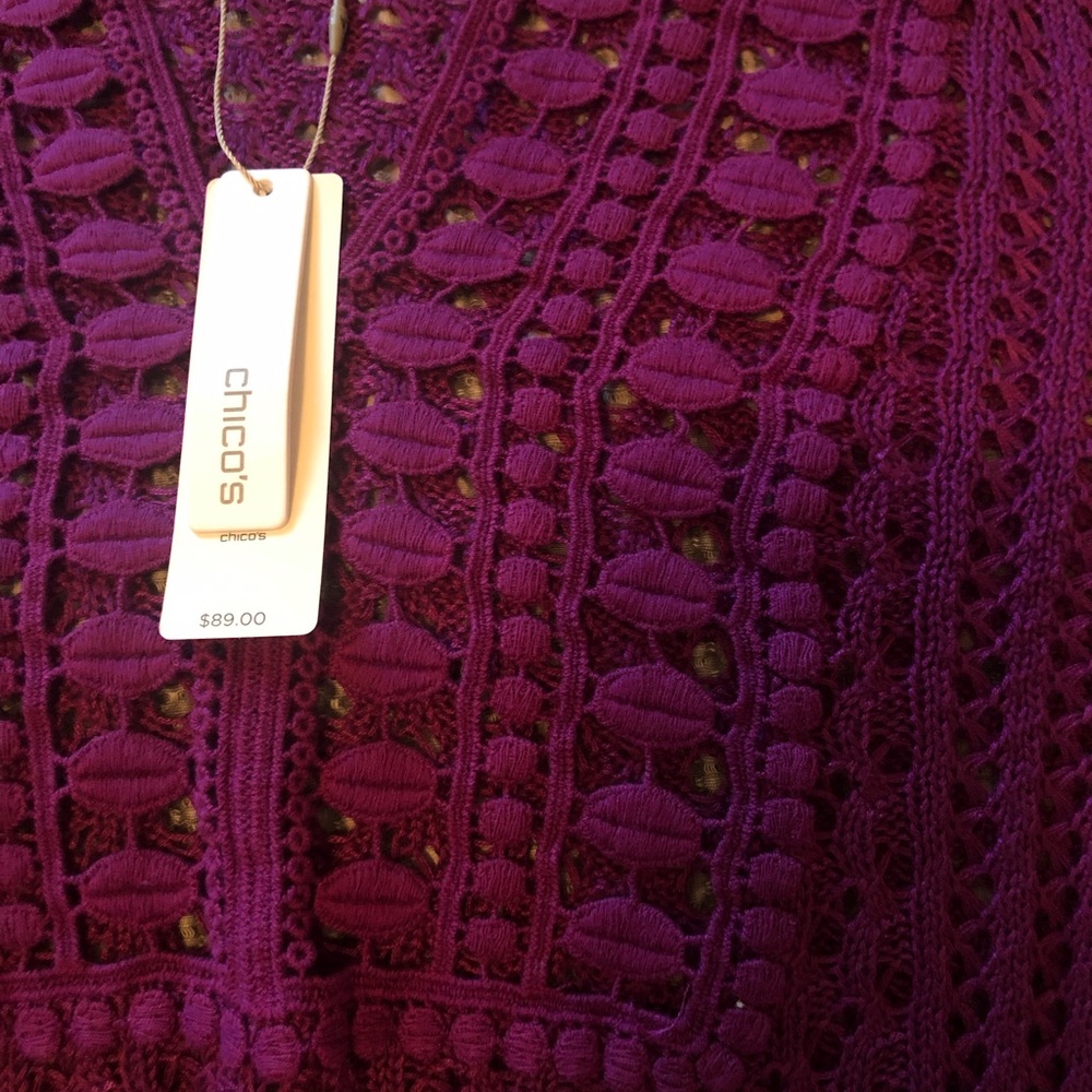 NWT soft cotton lightweight Summer sweater in size 2 or Large. Magenta color. - Picture 5 of 10